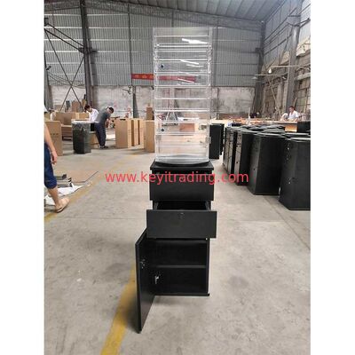 Floor Standing Storage Cabinet Rotating Acrylic Knife Display Case With Drawer