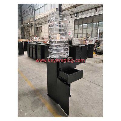 Floor Standing Storage Cabinet Rotating Acrylic Knife Display Case With Drawer