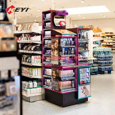 Einzelhandel Kosmetik-Displayregal Metall Holz Displayregale Kosmetik Schönheitsmittel Ladenregal Make-up-Stand Vitrine Display