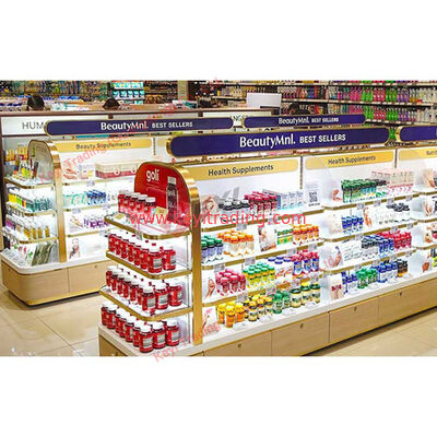 Freistehende Holz-Kosmetik-Display-Stände Kosmetik-Ladenregale Nagellack-Display-Schränke