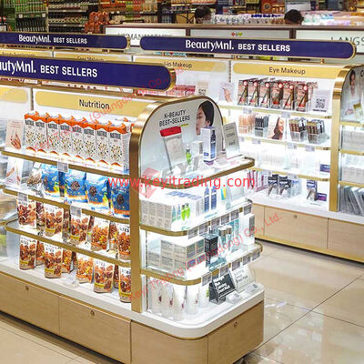 Freistehende Holz-Kosmetik-Display-Stände Kosmetik-Ladenregale Nagellack-Display-Schränke