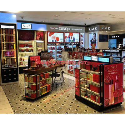 Einzelhandel kundenspezifischer Luxus schwarzer Make-up-Shop Displays Acryl-Kosmetik-Display-Stand und Schrank