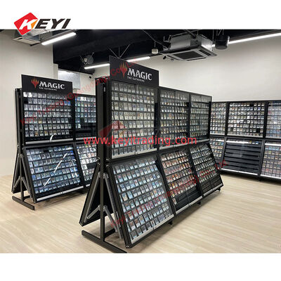 Trading Card Display Cases Hobby Station Display Rack Aluminum Metal Frame Display Stand with Sliding Door for TCG Cards