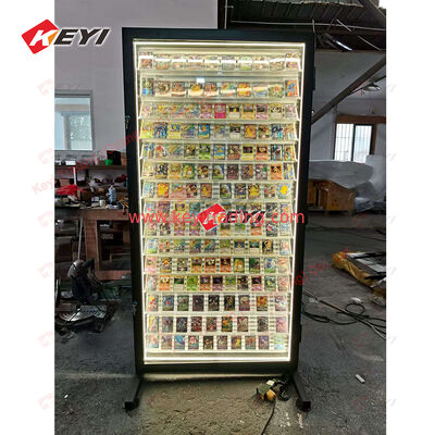 LED Lighting Single Side Graded Card Showcases Display Stands With Sliding Lockable Doors for Retail Trading Card Store