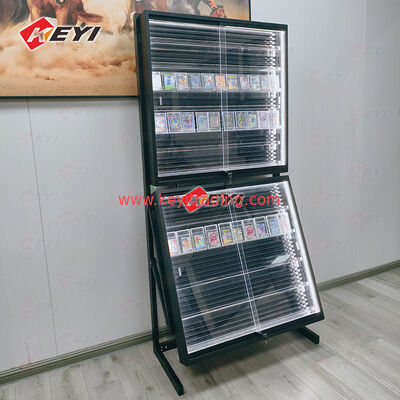 LED Lighting Single Side Graded Card Showcases Display Stands With Sliding Lockable Doors for Retail Trading Card Store