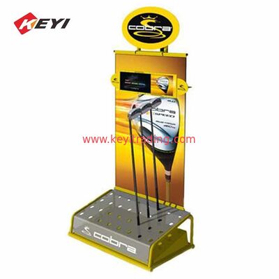 Retail Metal Floor Stand Golf Club Display Rack With LOGO Custom