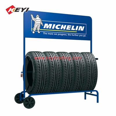 Mobile Tire Rack Tire Stand Car Wheel Display Rack - Blue Powder Coating