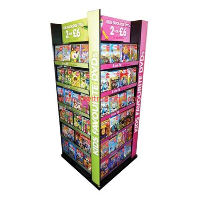 Großer Einzelhandels-Pos-Ständer, freistehender 4-Wege-Präsentationsständer für CDs, DVDs und Schallplatten