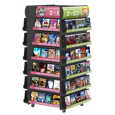 Großer Einzelhandels-Pos-Ständer, freistehender 4-Wege-Präsentationsständer für CDs, DVDs und Schallplatten