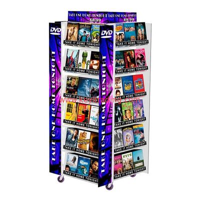 Großer Einzelhandels-Pos-Ständer, freistehender 4-Wege-Präsentationsständer für CDs, DVDs und Schallplatten