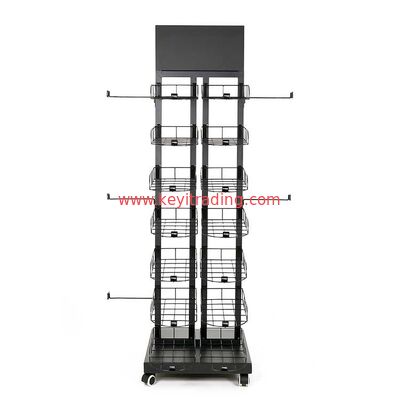 High Quality 2 Way Black Floor Metal Display Rack For Baseball Hat