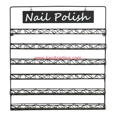 Wall Mount 6-Tier Black Metal wire Nail Polish Display Rack - Made in China
