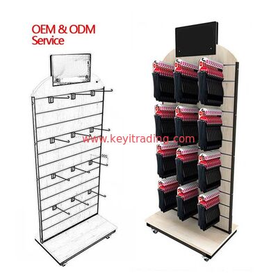 Custom Design Retail Store Wooden Sock Display Stand Floor Slatwall Display