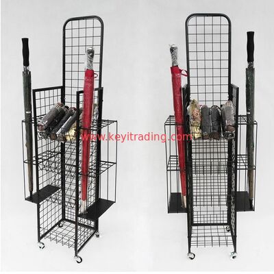 Maßgeschneiderter Pop Pos Bodenschirmständer Metalldrahtkorb-Präsentationsständer