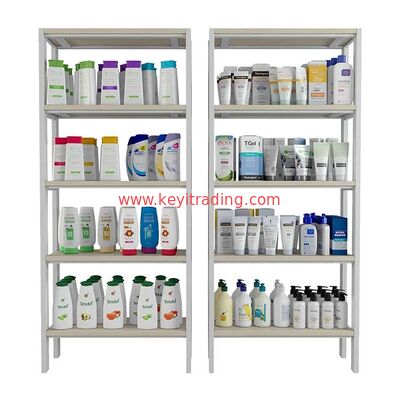 Floor Makeup Stand Retail Store Cosmetics Display Rack - 4 Wood Shelf