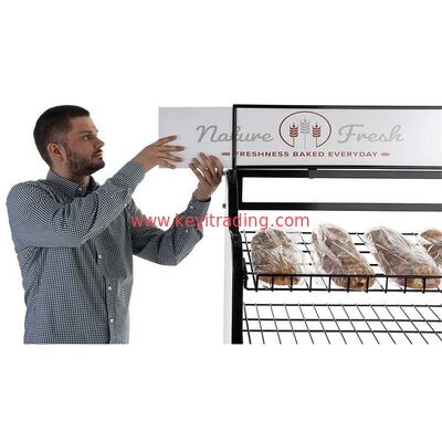 Schwarz pulverbeschichtetes 6-stufiges Drahtregal für den Einzelhandel mit Brot