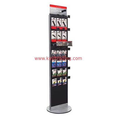 Multipurpose Double Sided Metal Pegboard Hanging Cell Phone Accessory Display Rack With Hooks