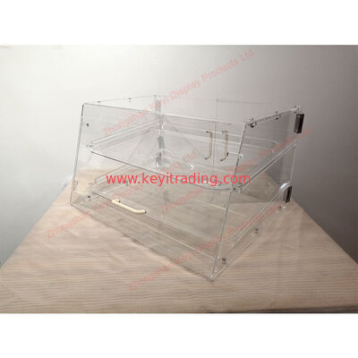 Brotvitrine aus durchsichtigem Acryl für die Bäckereitheke – 2 Tabletts und magnetische Saugtür
