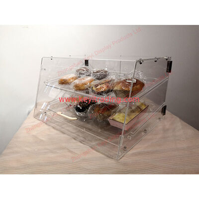 Brotvitrine aus durchsichtigem Acryl für die Bäckereitheke – 2 Tabletts und magnetische Saugtür