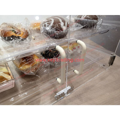 Brotvitrine aus durchsichtigem Acryl für die Bäckereitheke – 2 Tabletts und magnetische Saugtür