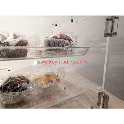 Brotvitrine aus durchsichtigem Acryl für die Bäckereitheke – 2 Tabletts und magnetische Saugtür