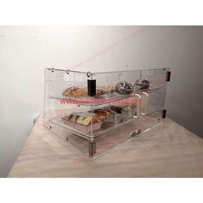 Brotvitrine aus durchsichtigem Acryl für die Bäckereitheke – 2 Tabletts und magnetische Saugtür