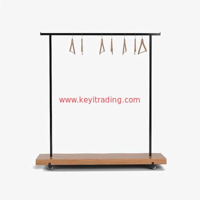 Made In China Single Pole Movable Clothing Rack - Metal And Wood Material