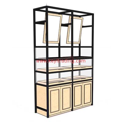 Maßgeschneiderte Bäckerei-Vitrine aus Holz mit Schiebetür und LED-Licht