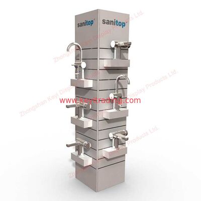 Freestanding 4 Sided Adjustable Wood Slatwall Display Stand For Faucet