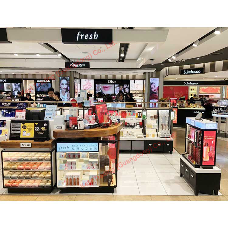 Einzelhandel kundenspezifischer Luxus schwarzer Make-up-Shop Displays Acryl-Kosmetik-Display-Stand und Schrank