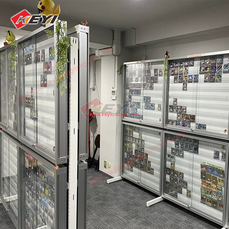 Custom Professional Retail TCG Display Case Lockable Door Display Rack Trading Cards Game Display Baseball Card Racks