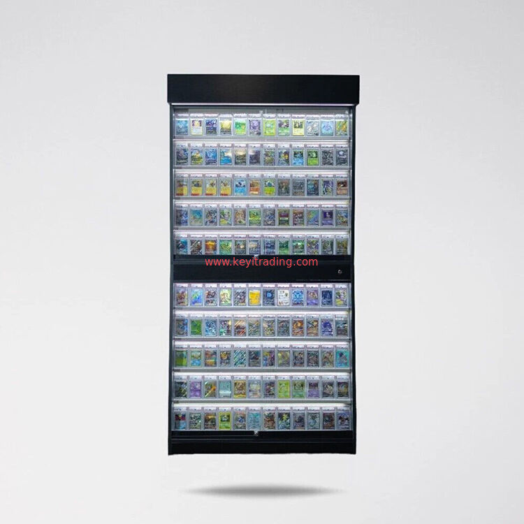 TGC Store Sammelkarten-Vitrine, kundenspezifische Sportkarten-Wandvitrine für Einzelhandelsgeschäfte mit LED-Licht