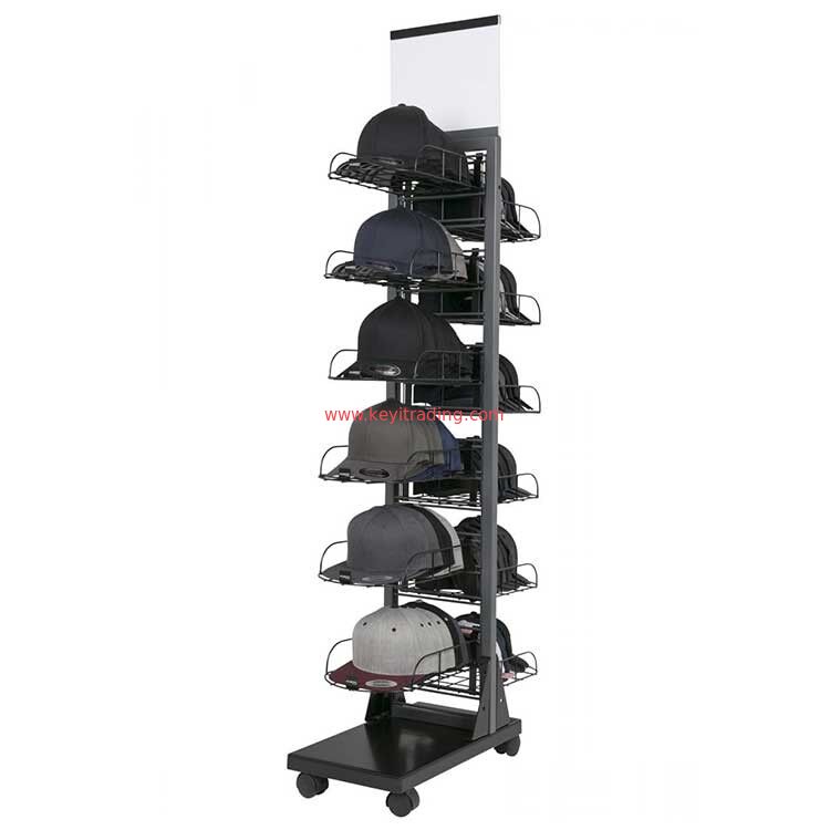 Factory Custom Double Sided Floor Baseball Cap Rack Hat Display Stand