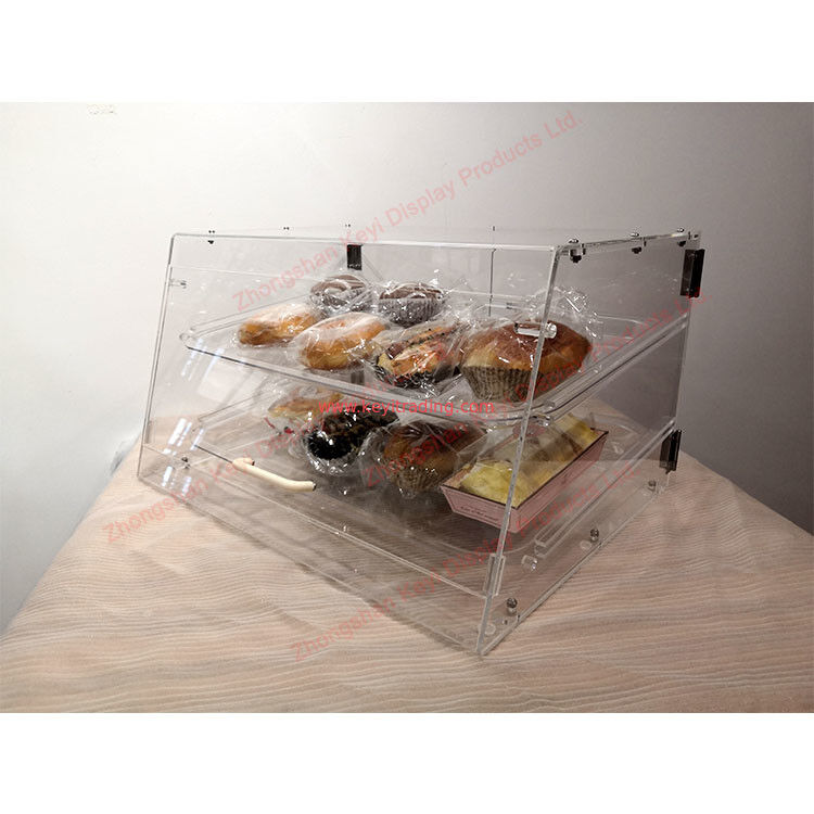 Brotvitrine aus durchsichtigem Acryl für die Bäckereitheke – 2 Tabletts und magnetische Saugtür